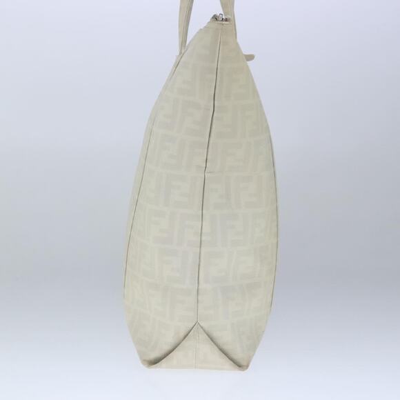 FENDI Zucca Canvas Tote Bag Pvc White Silver - Picture 4 of 12